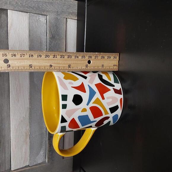 Colorful Geometric Design Mug with Yellow Handle - Picture 5 of 5
